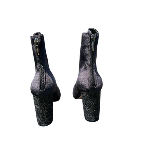 NWOT Black Ankle Boots w bling heels Sued w back heel zipper size 11 by Giuliana - Picture 4 of 7